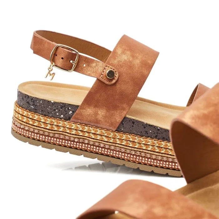Women Moda In Pelle Flatform Sandals Roselinda Tan Alcantara
