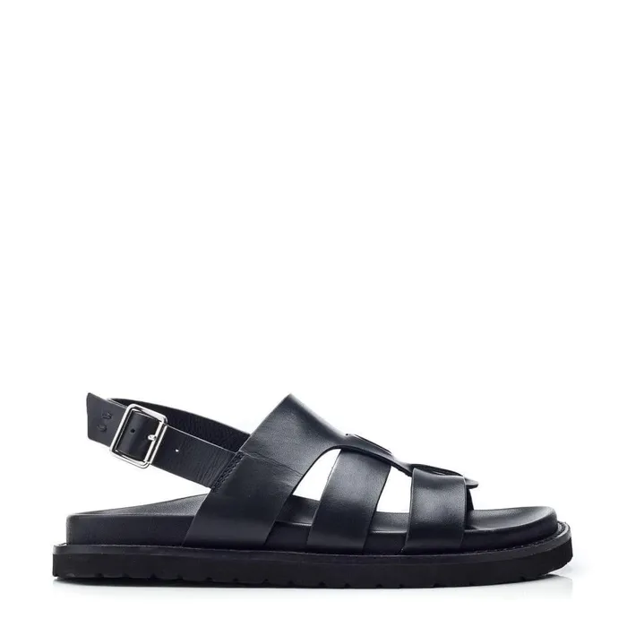 Women Moda In Pelle Flatform Sandals Shoon Sh Lonnie Black Leather
