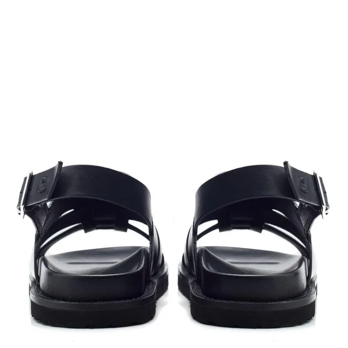 Women Moda In Pelle Flatform Sandals Shoon Sh Lonnie Black Leather