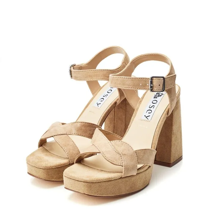 Women Moda In Pelle Heeled Sandals Bsoleful BFunsi Beige Suede
