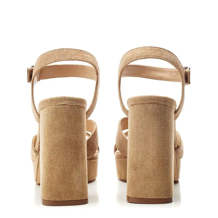 Women Moda In Pelle Heeled Sandals Bsoleful BFunsi Beige Suede