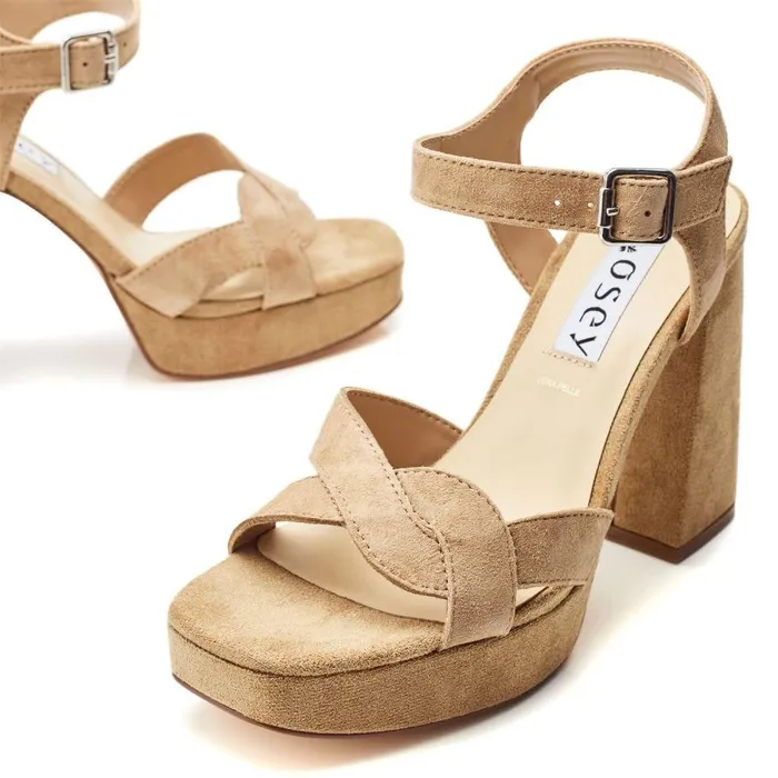 Women Moda In Pelle Heeled Sandals Bsoleful BFunsi Beige Suede