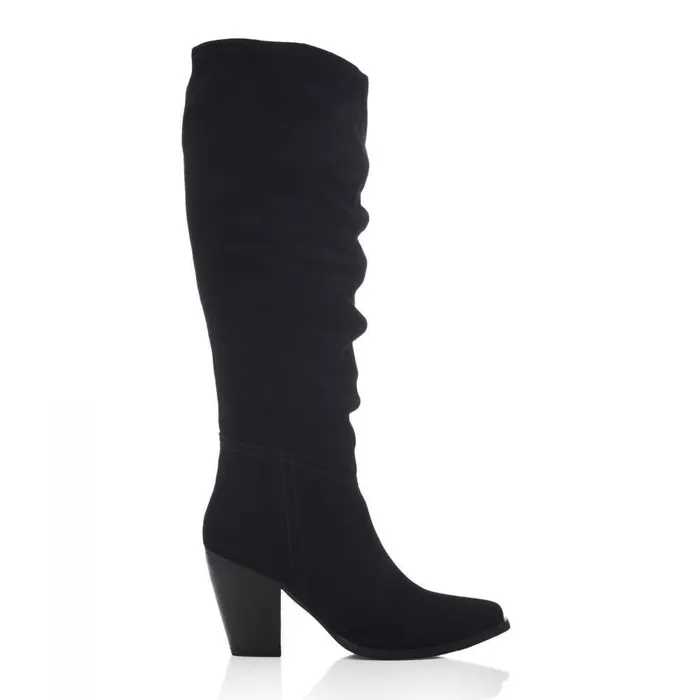 Women Moda In Pelle Knee High Boots Seleste Black Suede