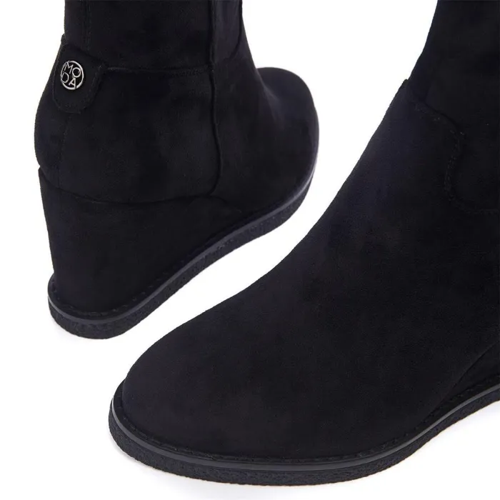 Women Moda In Pelle Knee High Boots Sherri Black Alcantara