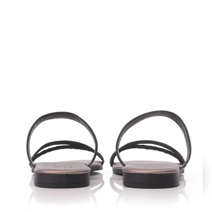Women Moda In Pelle Slider Sandals Lari Black Leather