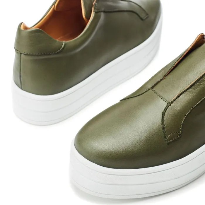 Women Moda In Pelle SlipOn Trainers Bsoleful BBath Khaki Leather