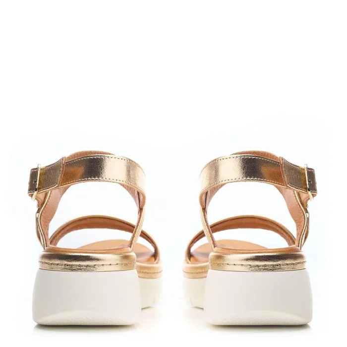 Women Moda In Pelle Wedge Sandals Nelly Gold Leather Women Moda In Pelle Wedge Sandals Nelly Gold Leather
