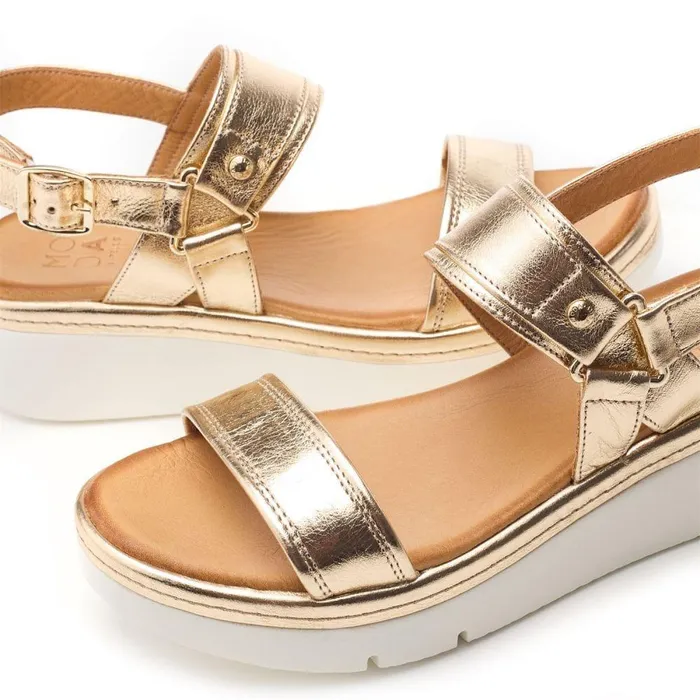 Women Moda In Pelle Wedge Sandals Nelly Gold Leather Women Moda In Pelle Wedge Sandals Nelly Gold Leather