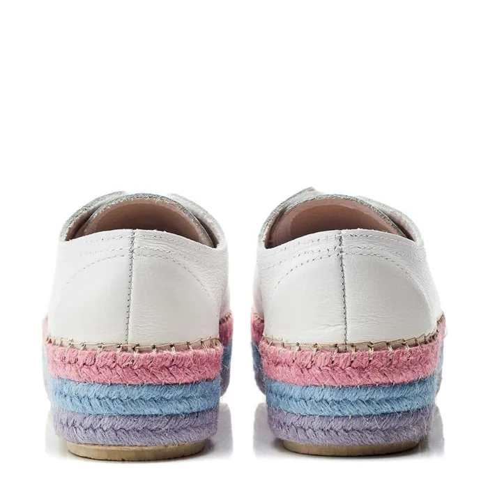 Women Moda In Pelle White Trainers Braidee White 8211 Lilac Leather