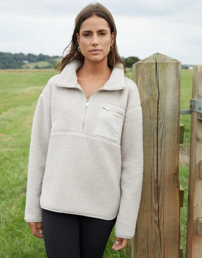 Women Mushroom Half Zip Borg Fleece Threadbare Jackets Women Mushroom Half Zip Borg Fleece Threadbare Jackets