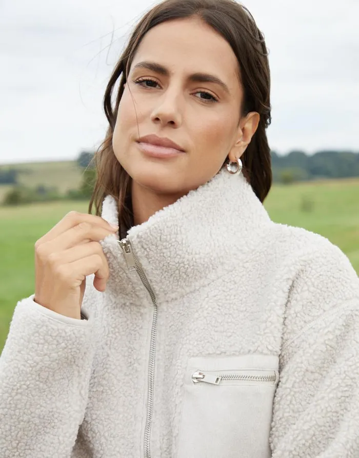 Women Mushroom Half Zip Borg Fleece Threadbare Jackets Women Mushroom Half Zip Borg Fleece Threadbare Jackets