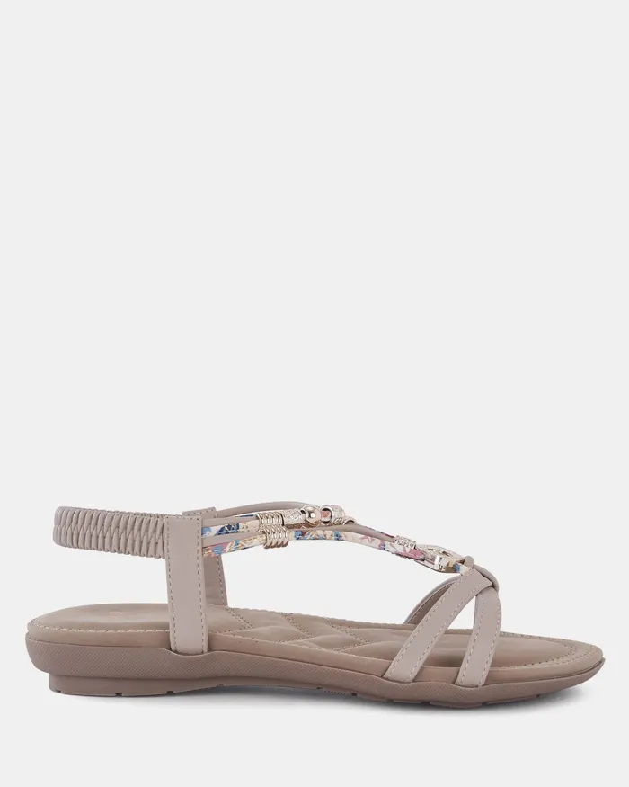 Women NOVO Shoes ELDARLING NUDE Strappy Sandals Flat Sandals