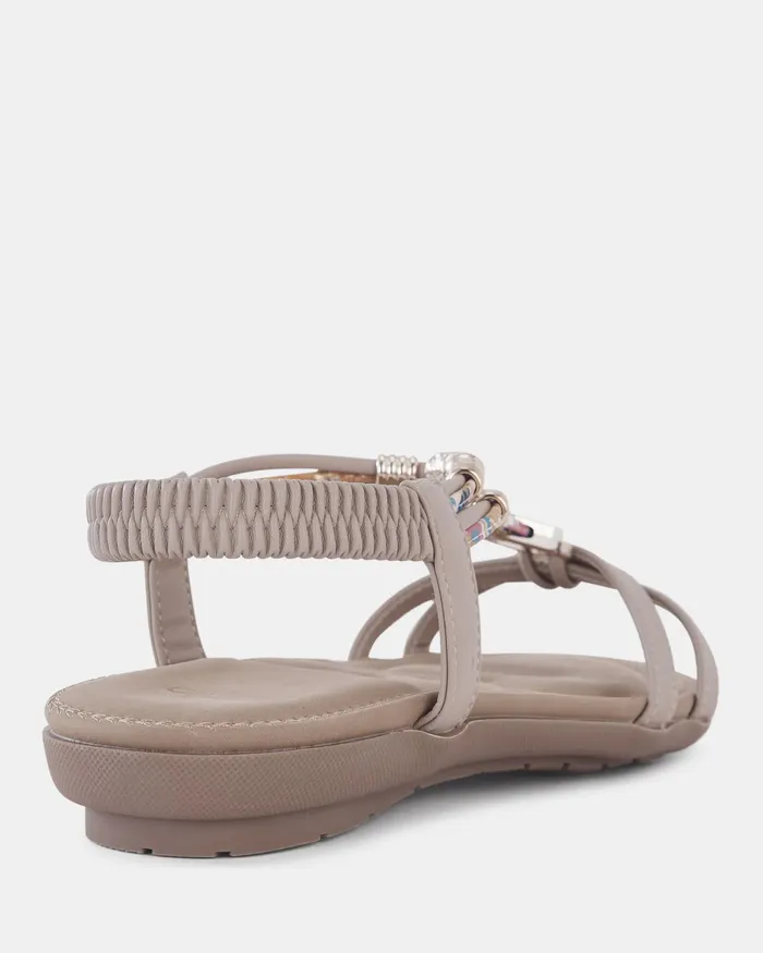 Women NOVO Shoes ELDARLING NUDE Strappy Sandals Flat Sandals