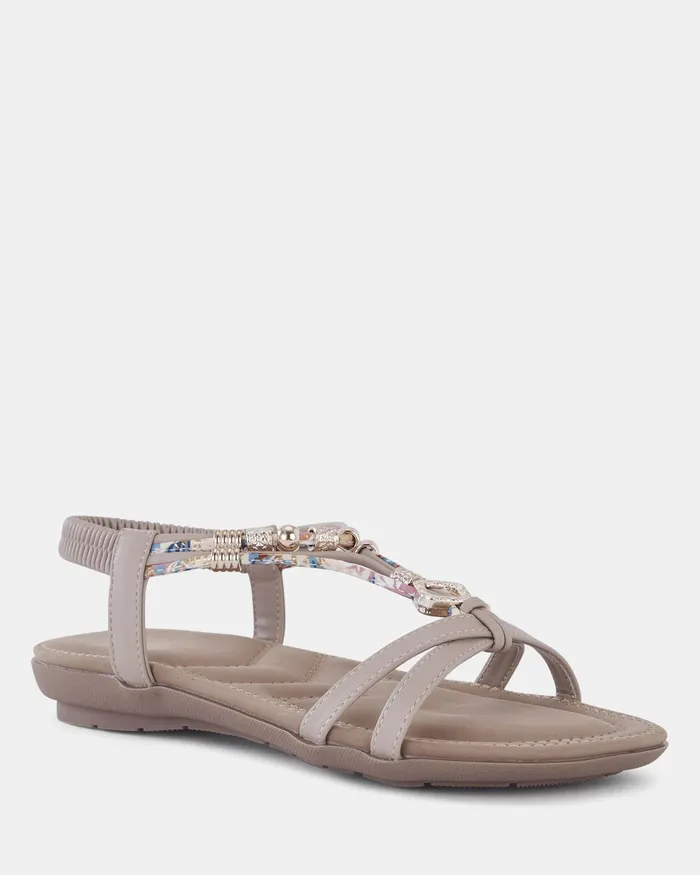 Women NOVO Shoes ELDARLING NUDE Strappy Sandals Flat Sandals