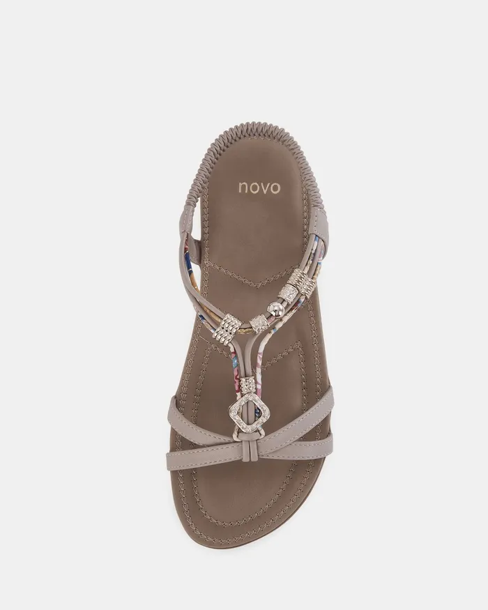 Women NOVO Shoes ELDARLING NUDE Strappy Sandals Flat Sandals