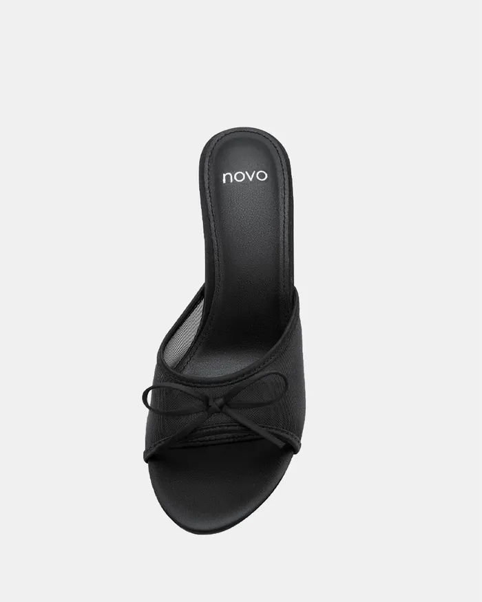 Women NOVO Shoes FLORIAN BLACK Mules Peep Toes