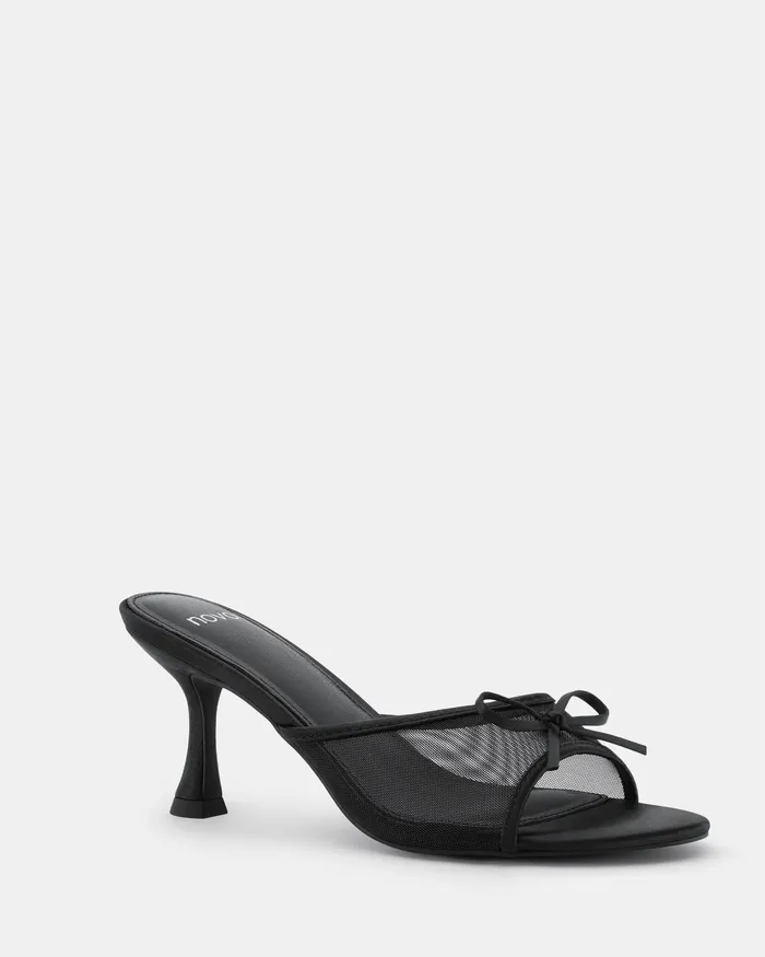 Women NOVO Shoes FLORIAN BLACK Mules Peep Toes