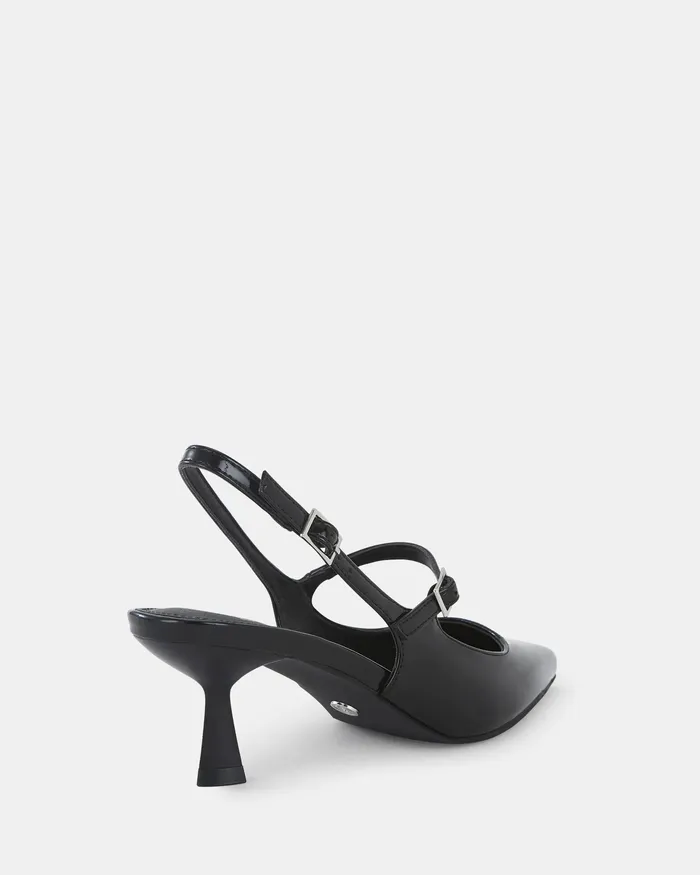 Women NOVO Shoes ISPRA Black Patent Closed Toe Heels Party
