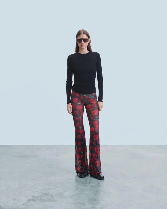 Women Pants From Future Mesh Flare Pants Passionate Rose