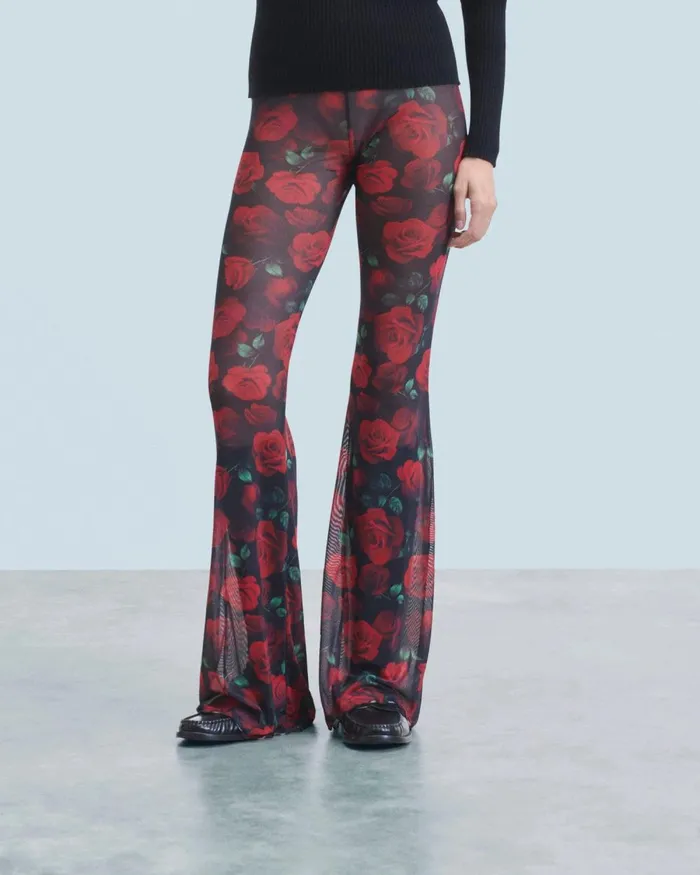 Women Pants From Future Mesh Flare Pants Passionate Rose