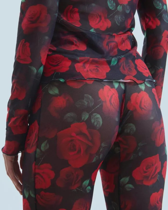 Women Pants From Future Mesh Flare Pants Passionate Rose