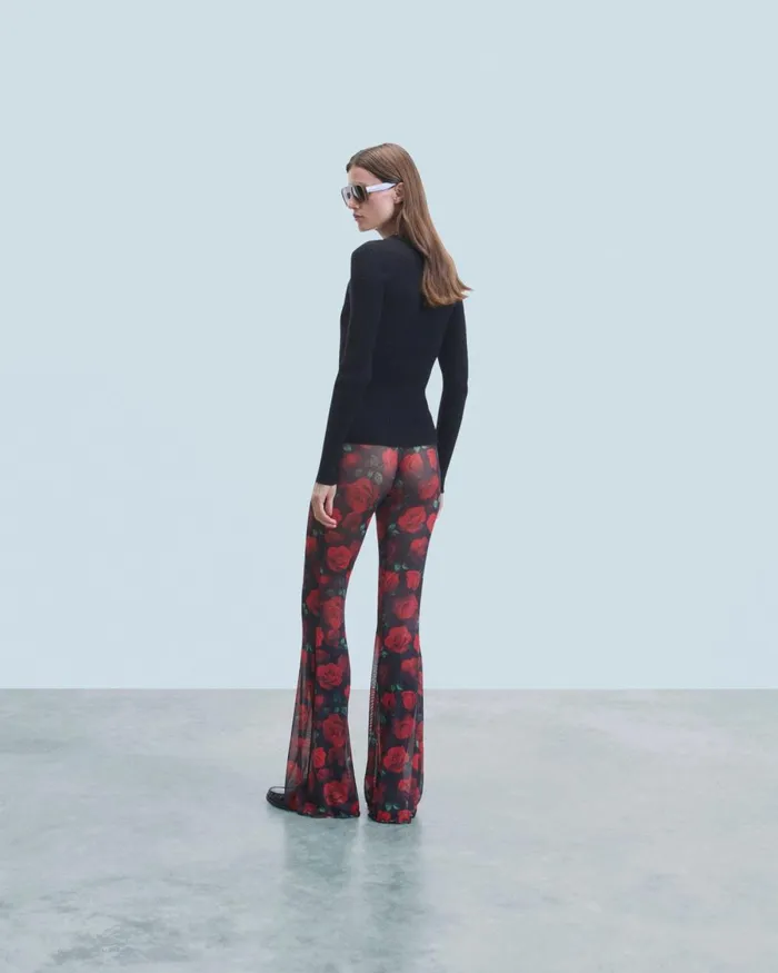 Women Pants From Future Mesh Flare Pants Passionate Rose