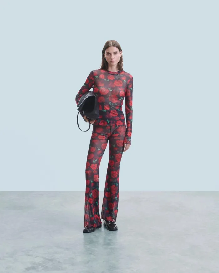 Women Pants From Future Mesh Flare Pants Passionate Rose