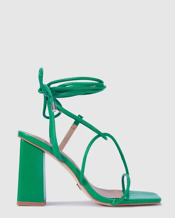 Women Party NOVO Shoes MISSIE GREEN Block Heels