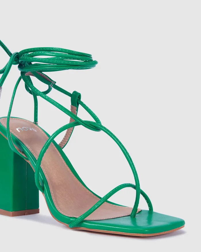 Women Party NOVO Shoes MISSIE GREEN Block Heels