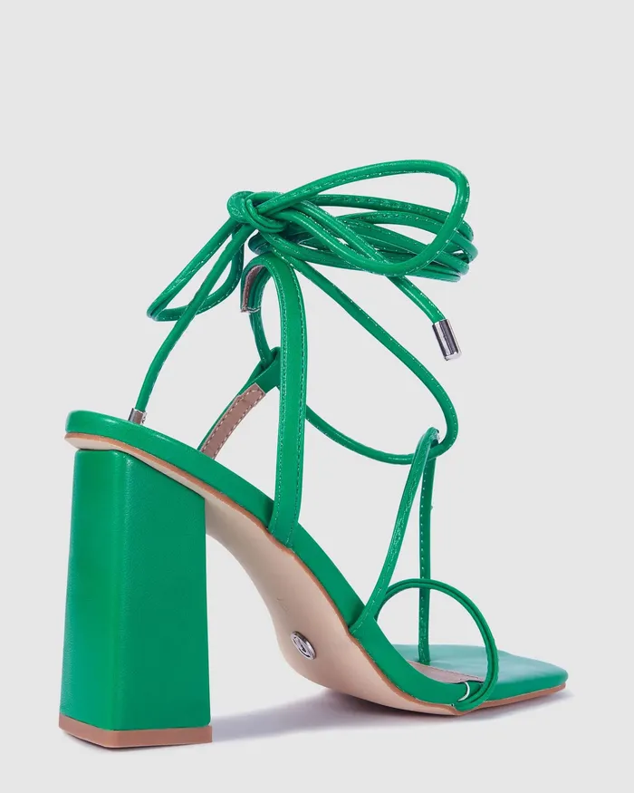 Women Party NOVO Shoes MISSIE GREEN Block Heels
