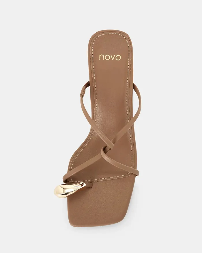 Women Party NOVO Shoes URVI CAMEL Open Toe Heels