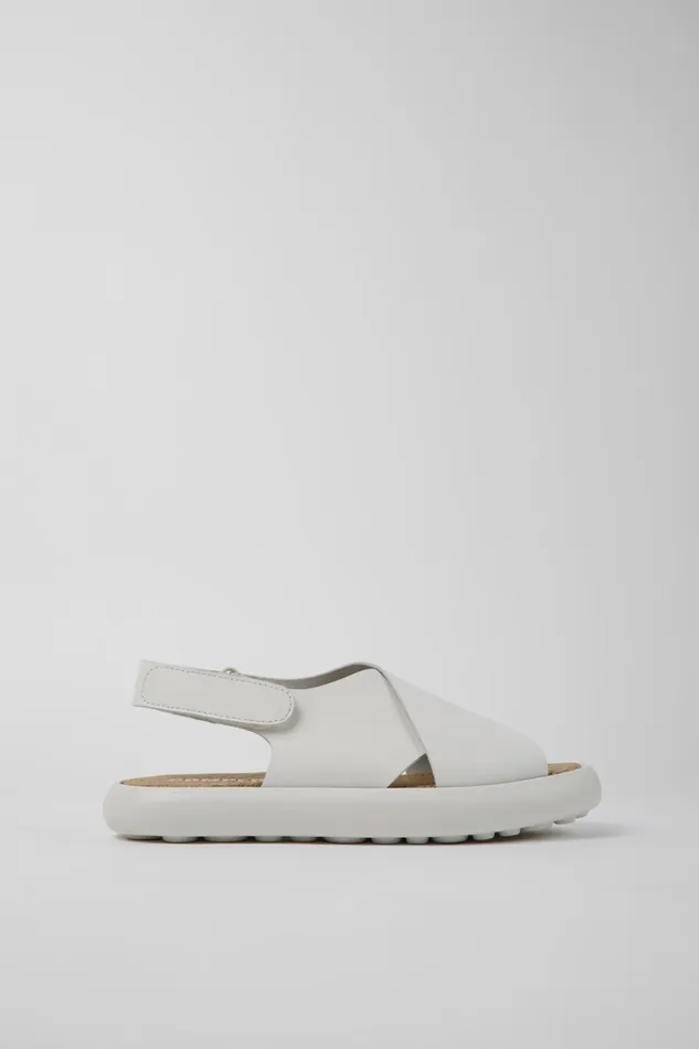 Women Pelotas Flota White Leather Sandals Camper Flat Shoes