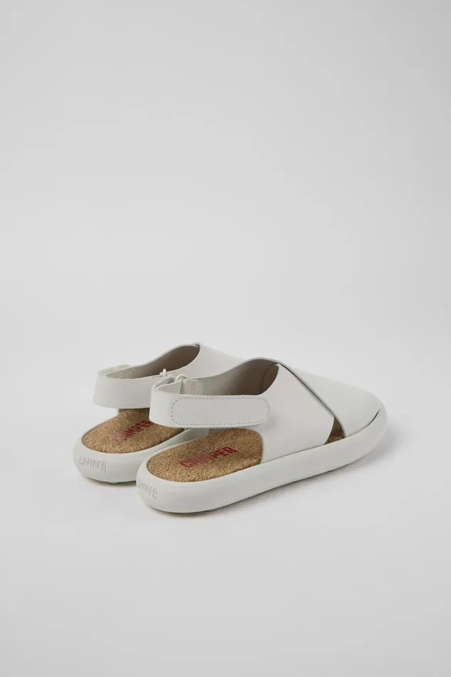Women Pelotas Flota White Leather Sandals Camper Flat Shoes