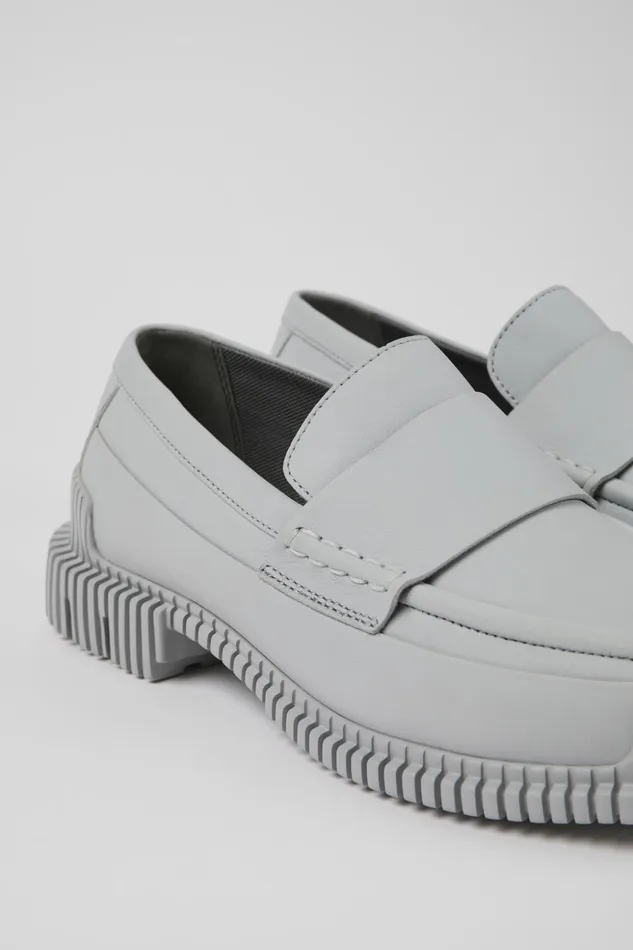 Women Pix Gray Leather Loafer Camper Formal Shoes