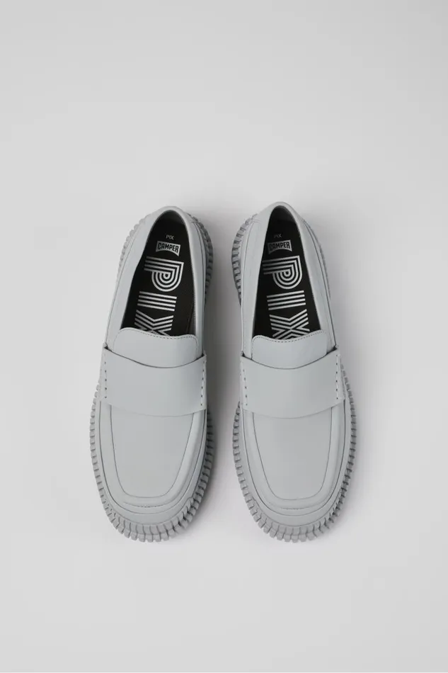 Women Pix Gray Leather Loafer Camper Formal Shoes Women Pix Gray Leather Loafer Camper Formal Shoes