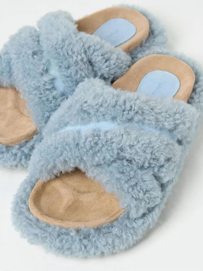 Women Pyjamas and Nightwear Fat Face Borg Blue Crossover Slippers