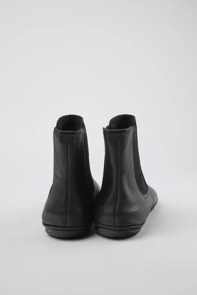 Women Right Black Leather Boots Camper Ankle Boots