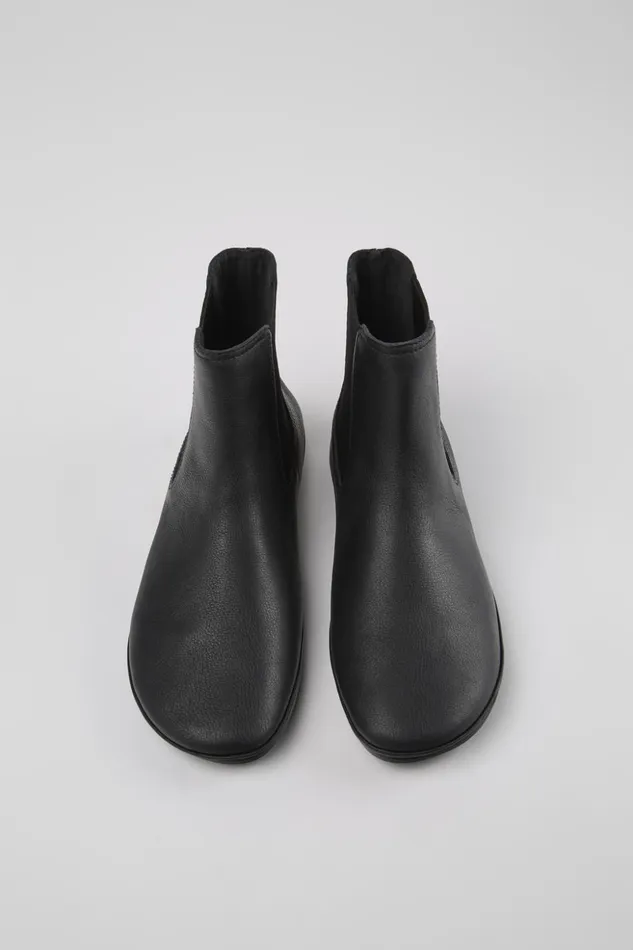 Women Right Black Leather Boots Camper Ankle Boots