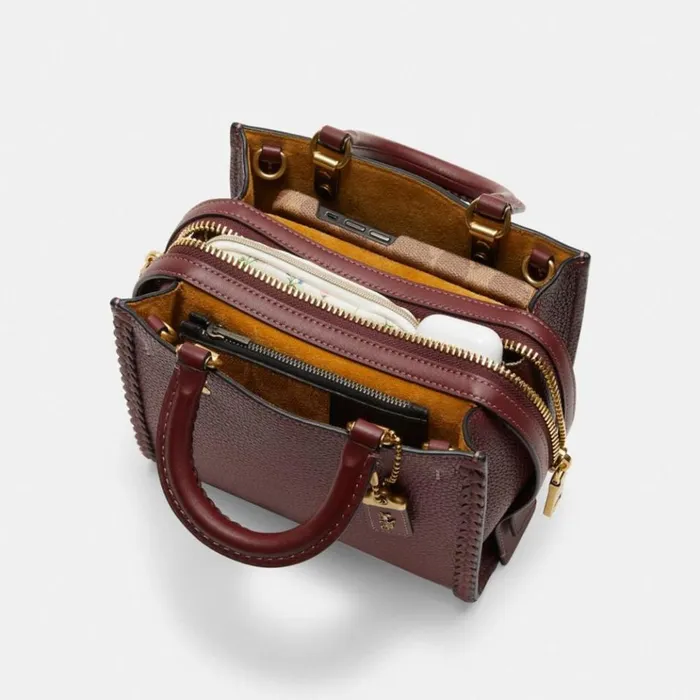 Women Satchels and Top Handles Coach Rogue 20 With Braid Brasswine