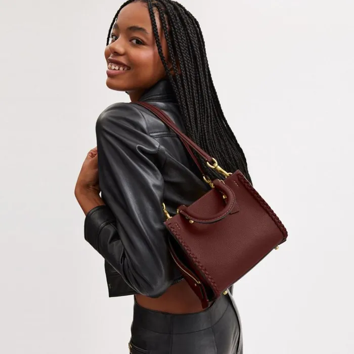 Women Satchels and Top Handles Coach Rogue 20 With Braid Brasswine