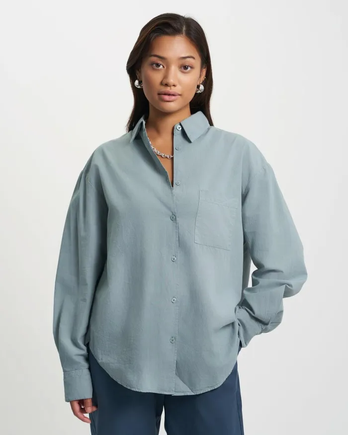 Women Shirts Colorful Standard Organic Oversized Shirt Steel Blue