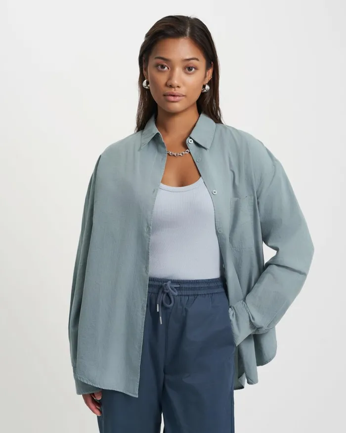 Women Shirts Colorful Standard Organic Oversized Shirt Steel Blue