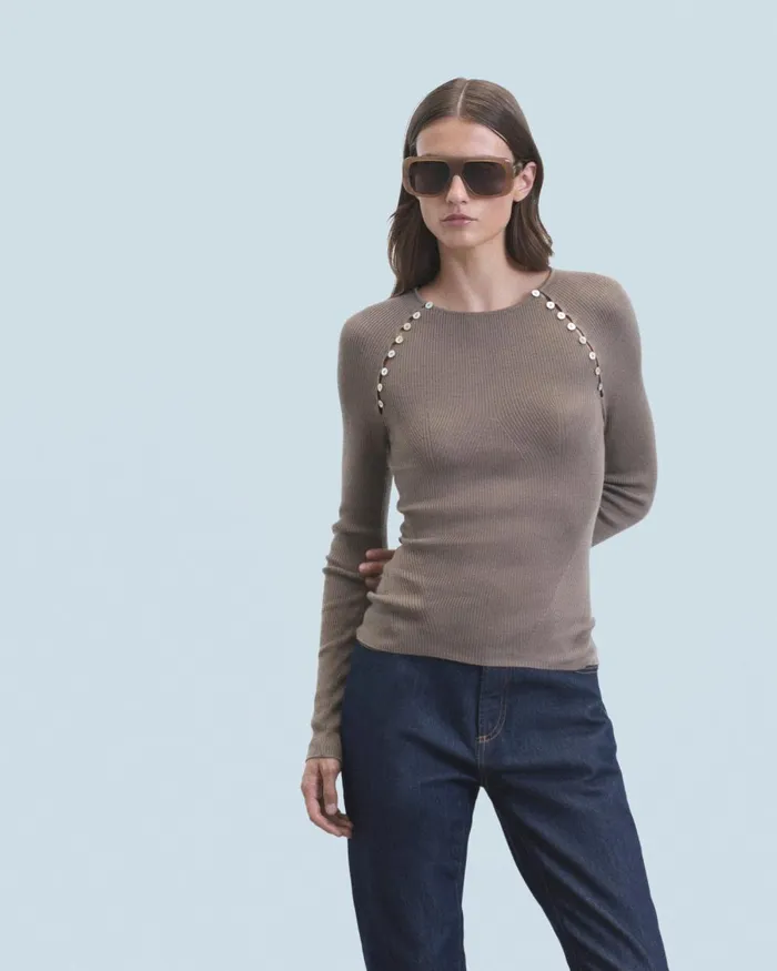 Women Shirts TShirts and Tops From Future Long Sleeve Top Taupe