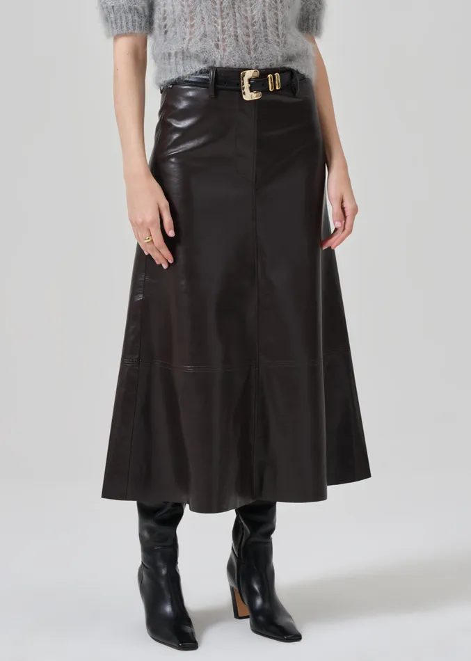 Women Shorts and Skirts Citizens Of Humanity Cassia Leather Skirt In Chocolate Dark Brown