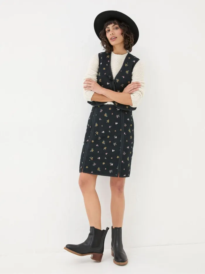 Women Skirts Fat Face Shelby Black Ditsy Paisley Skirt
