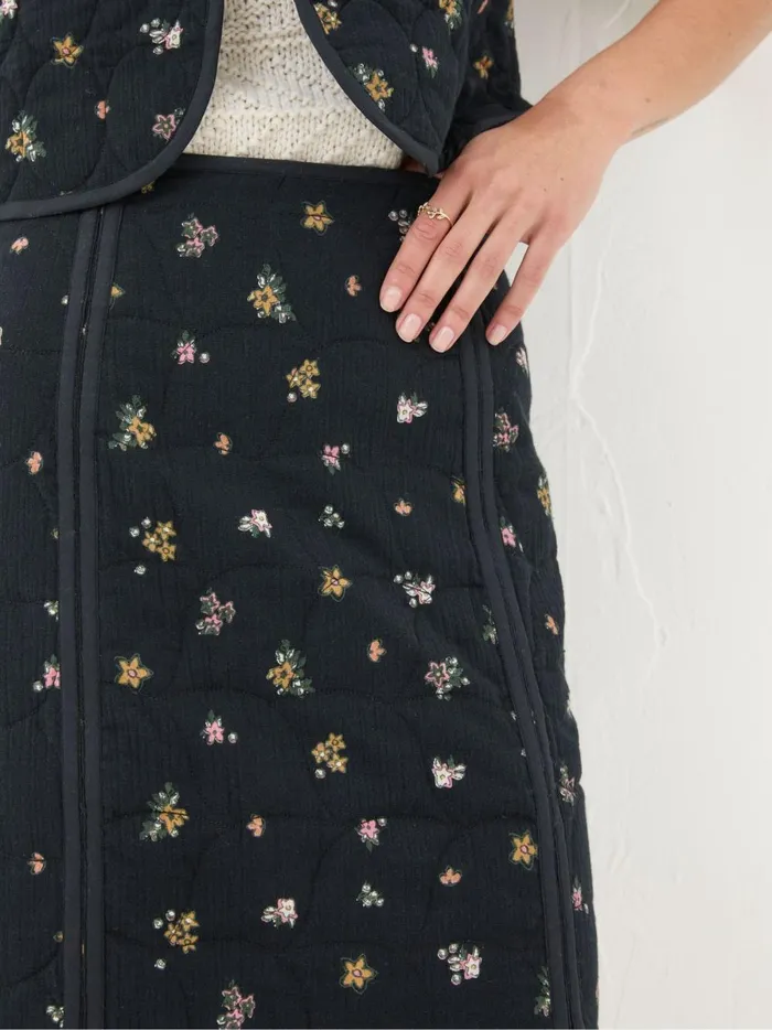 Women Skirts Fat Face Shelby Black Ditsy Paisley Skirt