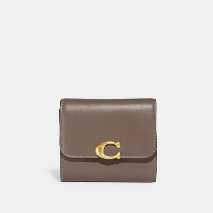 Women Small Wallets Coach Bandit Wallet Brassdark Stone