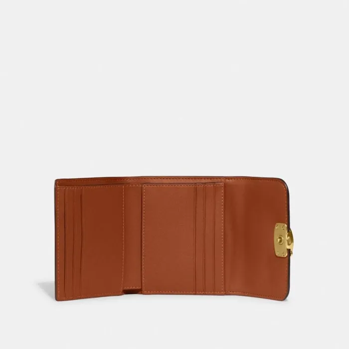 Women Small Wallets Coach Bandit Wallet Brassdark Stone