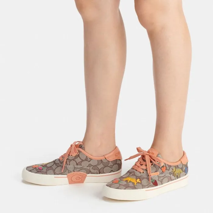 Women Sneakers Coach Coach X Observed By Us Skate Lace Up Sneaker In Signature Jacquard Oakfaded Orange Women Sneakers Coach Coach X Observed By Us Skate Lace Up Sneaker In Signature Jacquard Oakfaded Orange