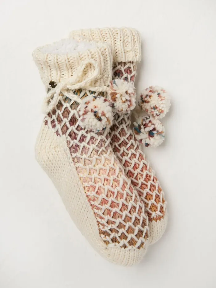 Women Socks and Tights Fat Face Cream Space Dye Bedsocks